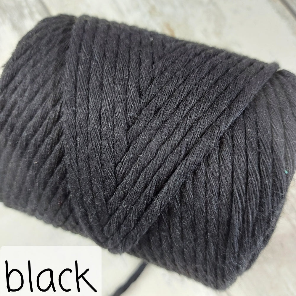 Close up image of black macrame rope