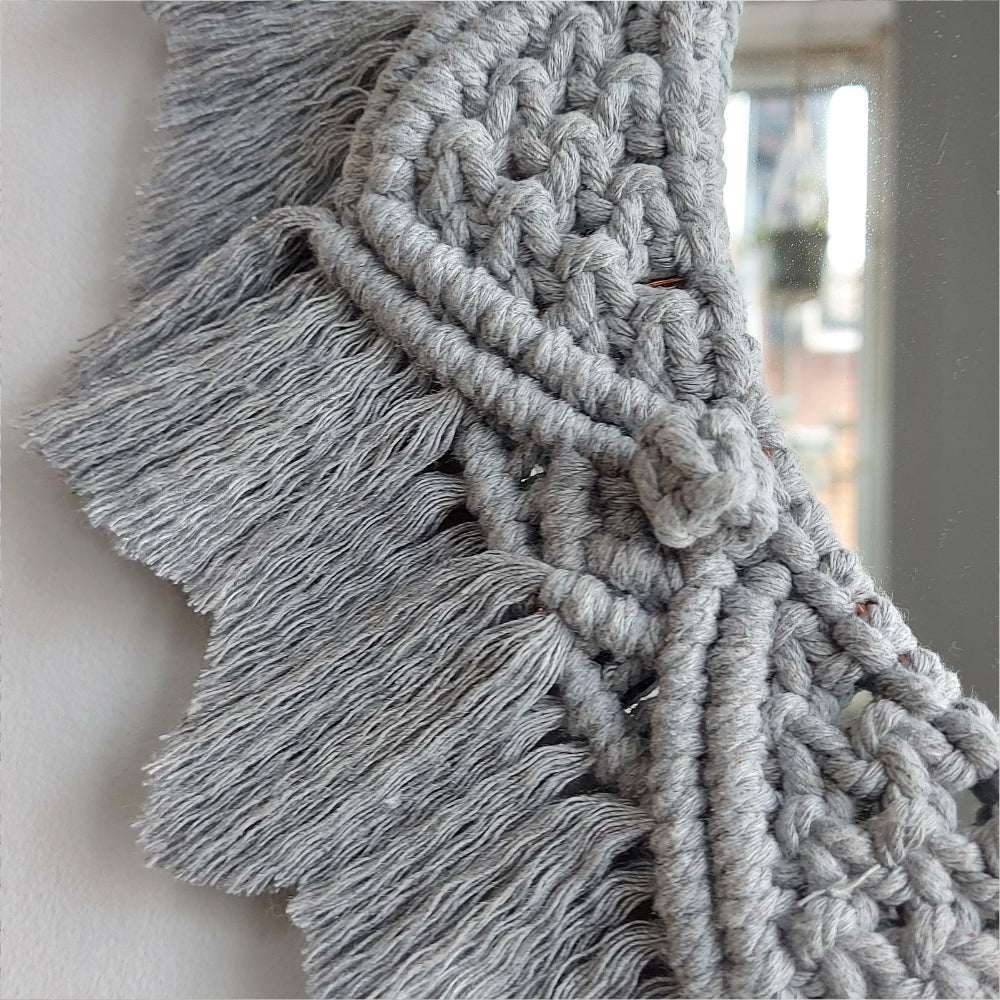 close up of macrame process