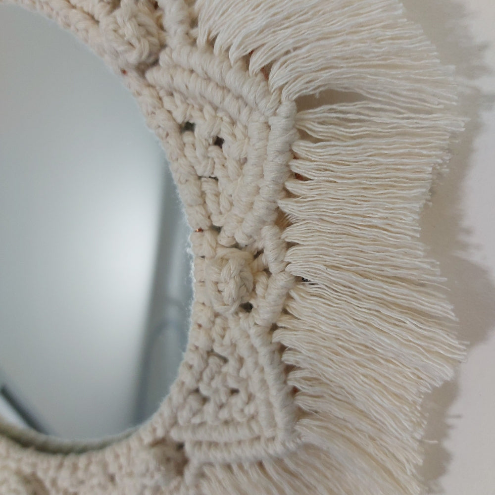 close up of bohemian mirror fringe