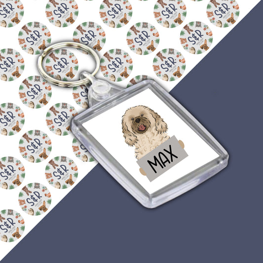 Personalised Cavachon Keyring | Dog Keyring