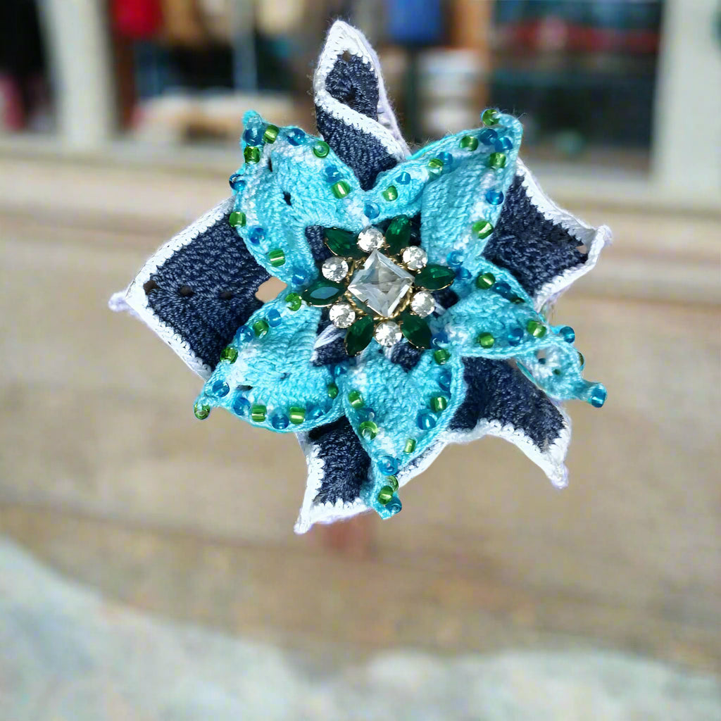 crochet flower brooch