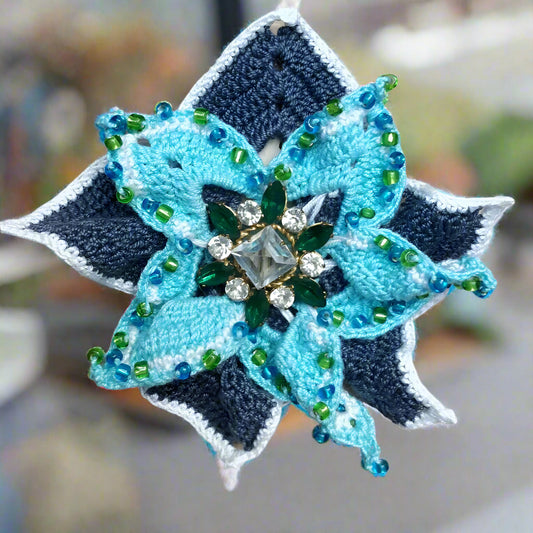 crochet flower brooch