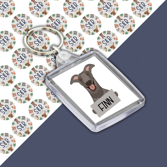 Personalised Greyhound Keyring | Dog Keyring