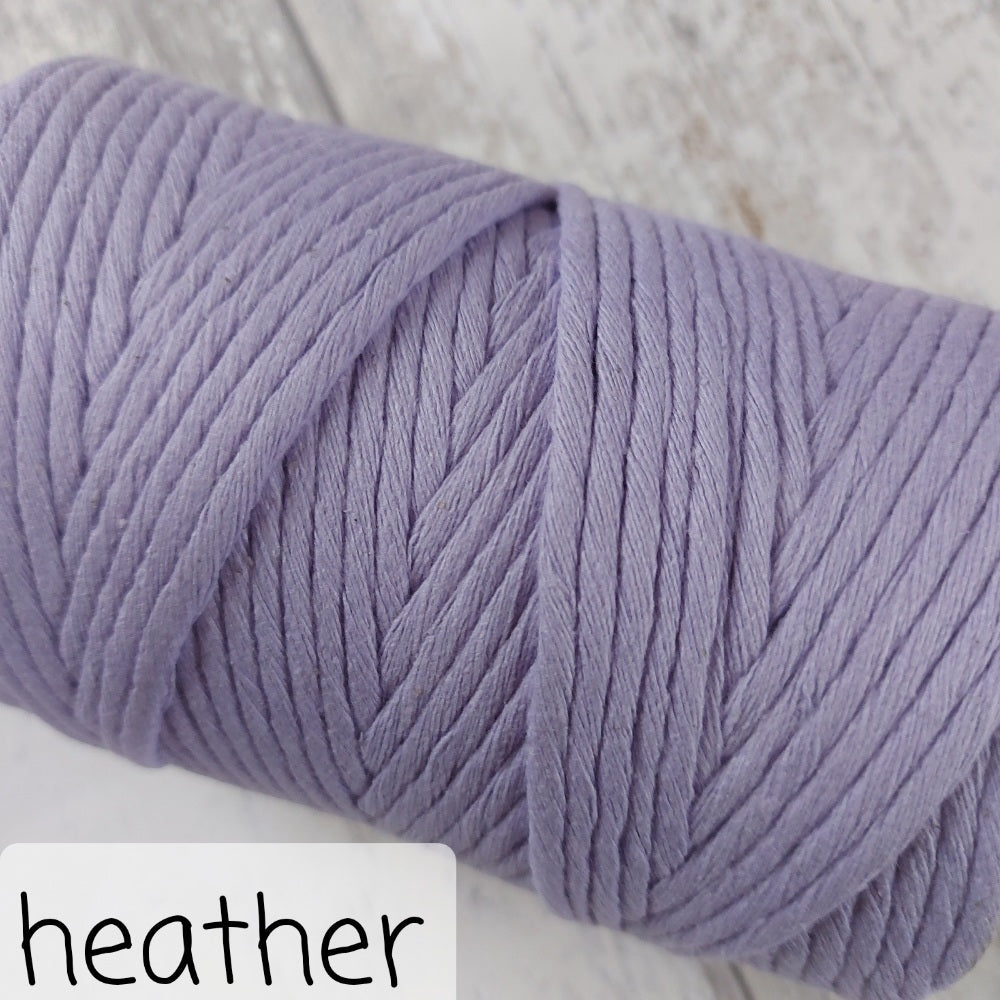 Close up image of heather macrame rope