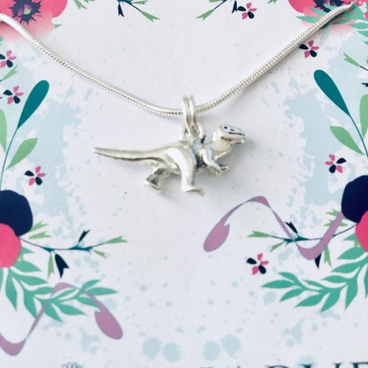 T Rex Necklace, Dinosaur Silver Necklace, Dinosaur Jewelry, Extinct Animal Jewellery, Unusual Jewelry, Fun Jewellery For Her, Raptor Jewelry