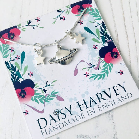 Planet Necklace, Space Necklace, Planet Jewelry, Space Jewellery, Saturn Necklace, Sci-Fi Gift Idea, Gift For Her, Dainty Jewellery, Cosmic.