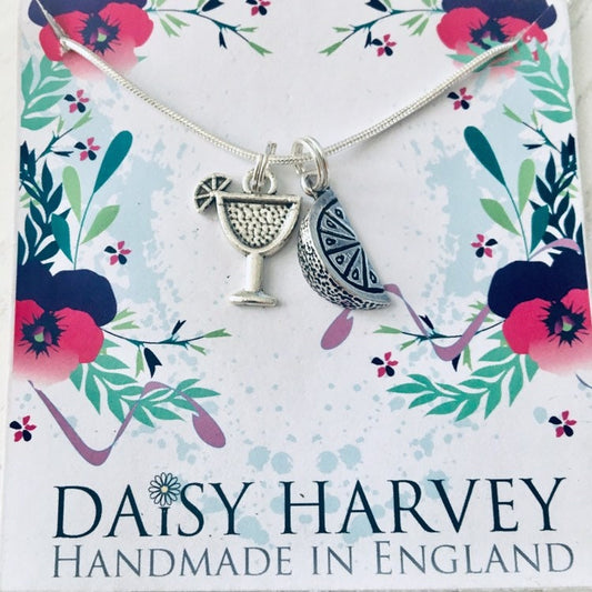 Gin Charm Necklace, Gin Jewelry, Gift For Gin Lover, Gin Necklace, Lemon Slice Necklace, Gin Charm, Gin Drinker Gifts, May Contain Gin.