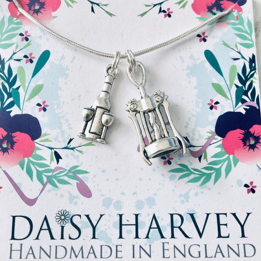 Wine Charm Necklace, Wine Jewelry, Gift For Wine Lover, Red Wine Necklace, White Wine Necklace, Corkscrew, Wine Charm, Wine Drinker Gifts.