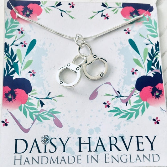 Handcuff Necklace, Handcuff Jewelry, Handcuff Jewellery, Friendship Jewellery, Freedom Gift, Partners In Crime Necklace, Silver Necklace.