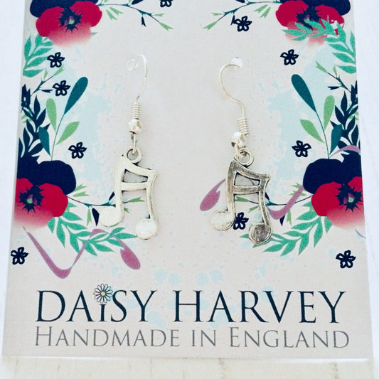 Music Note Earrings, Music Charm Earrings, Music Earrings, Silver Music Gifts, Musician Jewelry, Music Gift for Her, Pianist Gift Ideas.