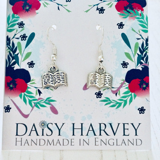Book Earrings, Book Lover Jewelry, Writer Earrings, Author Gifts, Novel Gifts, Reader Jewellery, Library Gift Ideas, Book Charms, Earrings.