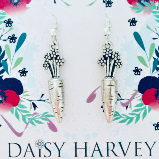 Carrot Earrings, Veggie Earrings, Veggie Jewellery, Carrot Jewelry, Growing Vegetables Gifts, Veg Grower Earrings, Vegan Related Gifts.