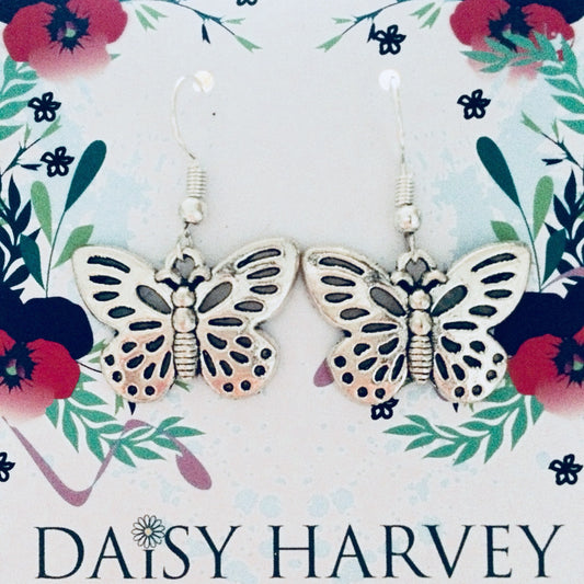 Butterfly Earrings, Butterfly Jewelry, Cute Silver Butterfly Earrings, Butterfly Lover, Cute Jewellery, Cute Earrings, Nature Earrings.