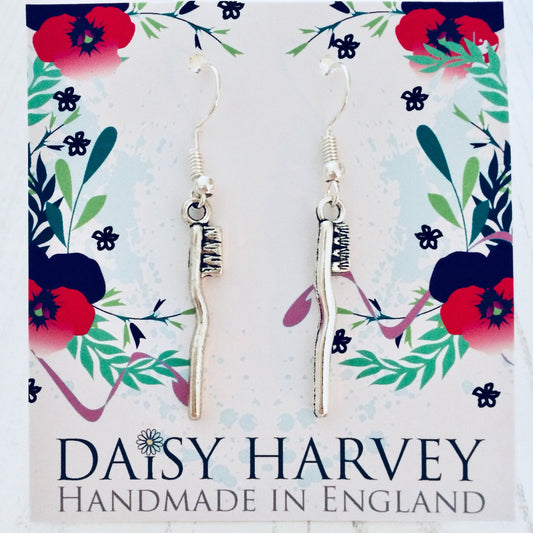 Toothbrush Earrings, Dentistry Gift Ideas, Dentist Earrings, Cosmetic Dentist Jewelry, Dental Jewellery, Toothbrush Earrings, Dentist Staff