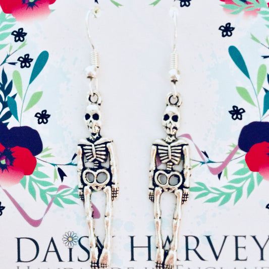 Skeleton Earrings, Horror Film Lover Gift, Halloween Jewellery, Horror Earrings, Alternative Jewelry, Skull Earrings, Human Bones Earrings.