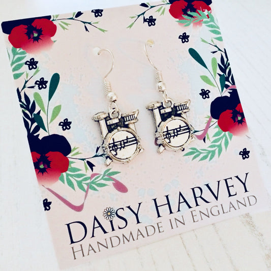 Drums Earrings, Drum Set Earrings, Drums Jewellery, Drummer Jewelry, Drummer Gifts, Musician Jewellery, Musician Gift Ideas, Drum Kit Gifts.