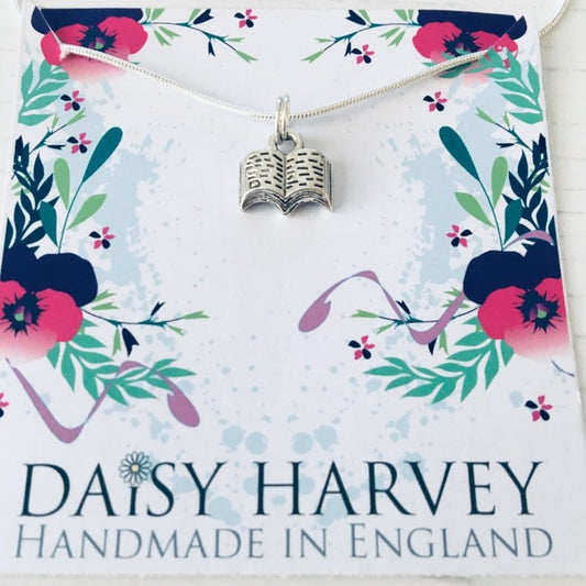 Book Necklace, Writer Necklace, Book Jewellery, Reader Jewelry, Book Charm, Novel Pendant, Story Gift, Author Gifts, Writer Gift For Her.