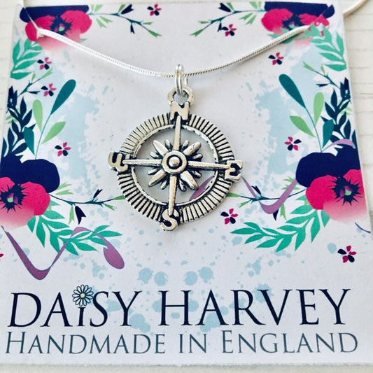 Compass Necklace, Travel Jewellery, Traveller Gift, Guidance Jewelry, Walker Gift, Navigation Necklace, Wanderer Gift Ideas, Hiking Gifts.