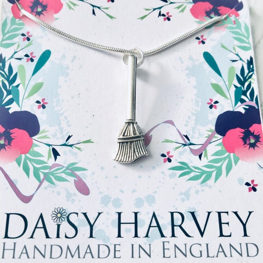 Broomstick Necklace, Witch Jewelry, Broom Gift For Cleaner, Housekeeper Fun Gift, Pagan Jewellery, Wiccan Gifts, White Witch Gift, Spooky.