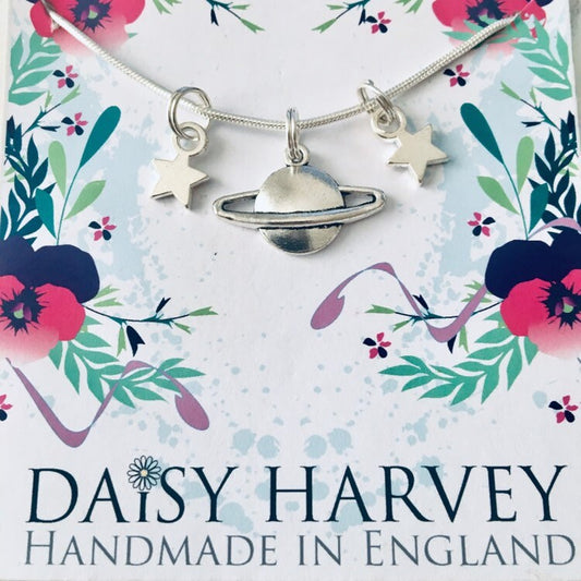 Planet Necklace, Space Necklace, Planet Jewelry, Space Jewellery, Saturn Necklace, Sci-Fi Gift Idea, Gift For Her, Dainty Jewellery, Cosmic.