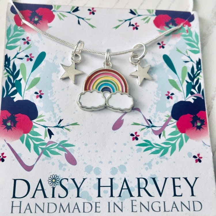 Rainbow Necklace, Girls Necklace, Rainbow Jewelry, Rainbow Jewellery, Rainbow Gift Idea, Party Bag Gift, Stocking Fillers, Rainbow Birthday.