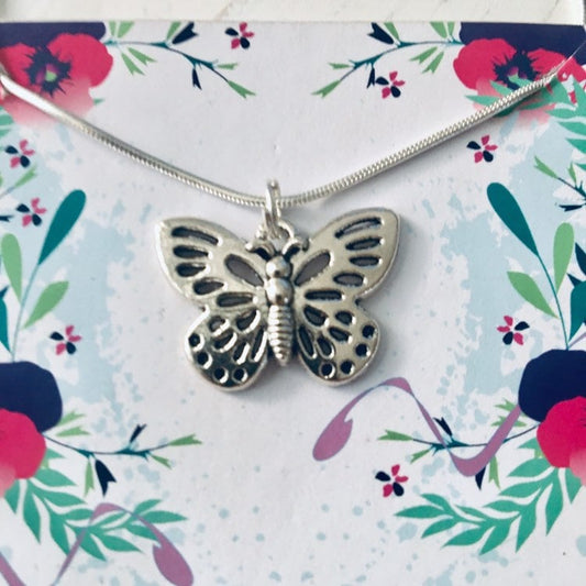 Silver Butterfly Necklace. Butterfly Jewelry, Pretty Butterfly Jewellery, Filigree Butterfly Necklace. Silver Butterfly Jewellery, Cute Gift