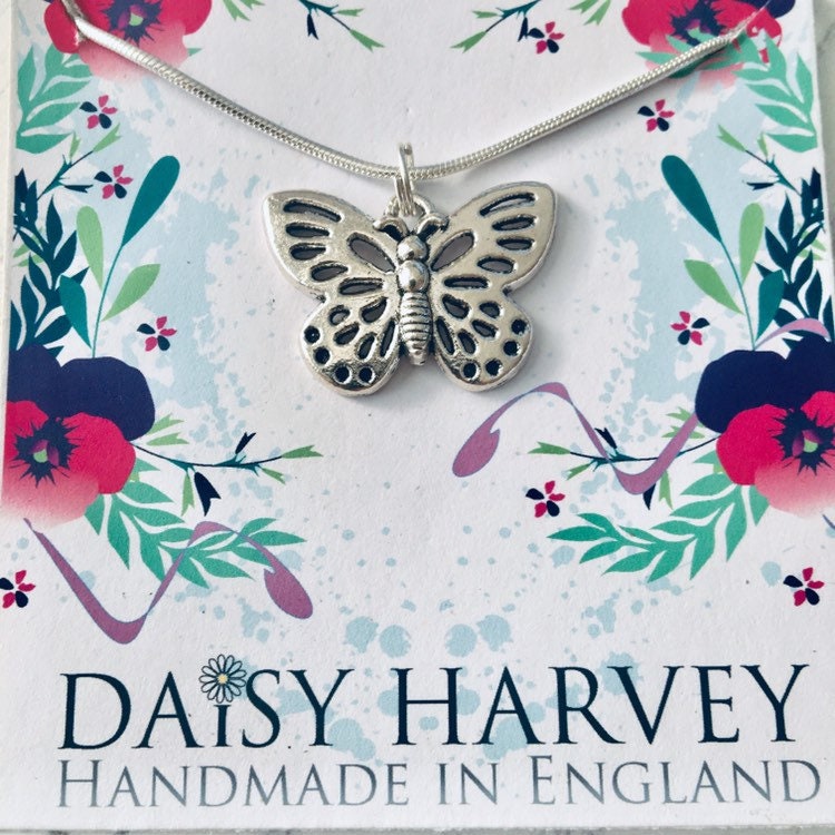 Silver Butterfly Necklace. Butterfly Jewelry, Pretty Butterfly Jewellery, Filigree Butterfly Necklace. Silver Butterfly Jewellery, Cute Gift