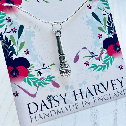 Microphone Necklace, Singer Necklace, Band Jewelry, Singer Jewellery, Gift For Singer, Musician Necklace, Karaoke Lover Gift, Band Gift.