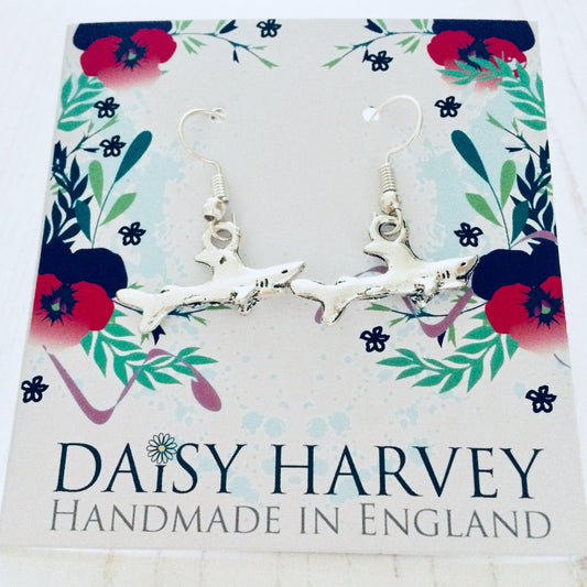 Shark Gifts, Shark Earrings, Shark Jewelry, Ocean Jewellery, Marine Charm Earrings, Great White Shark Earrings, Diver Jewellery, Earrings.