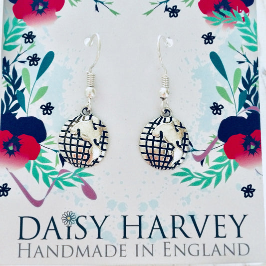 Earth Earrings, Globe Earrings, Planet Earrings, World Jewellery, Travel Jewelry, Travel Earrings, Map Earrings, Nature Earrings, Space Gift