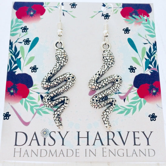 Snake Earrings, Reptile Lover Jewellery, Serpent Earrings, Reptile Jewelry, Animal Earrings, Snake Gift, Alternative Jewellery, Pet Snake.