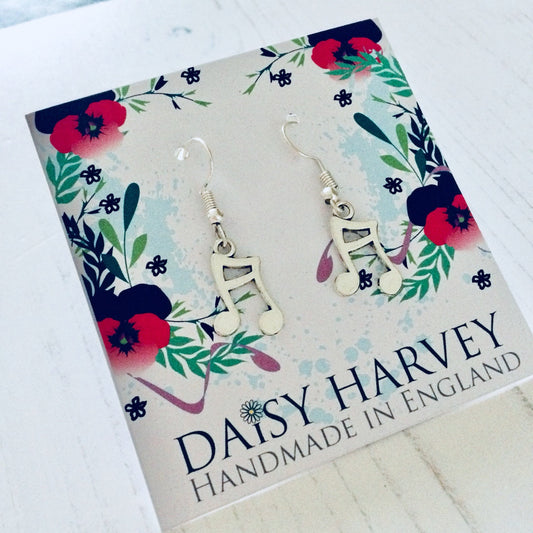 Music Note Earrings, Music Charm Earrings, Music Earrings, Silver Music Gifts, Musician Jewelry, Music Gift for Her, Pianist Gift Ideas.