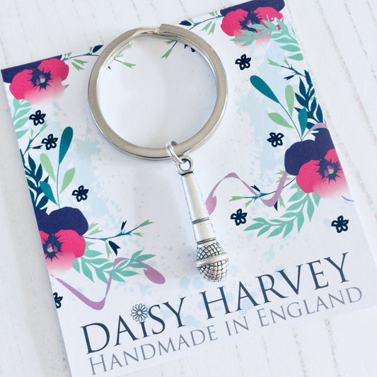 Microphone Keyring, Microphone Keychain, Gift For Singer, Musician Keyring, Karaoke Lover Gift, Singer Keychain Gift, Musician Gift Idea.
