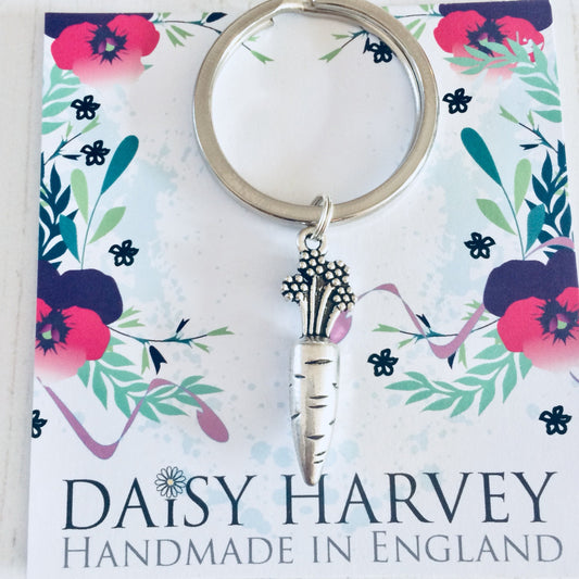 Carrot Key Ring, Food Keychain, Vegetable Keyring, Allotment Lover Gift, Vegetarian Gift, Carrot Charm, Veggie, Garden, Gardening Gift Idea.