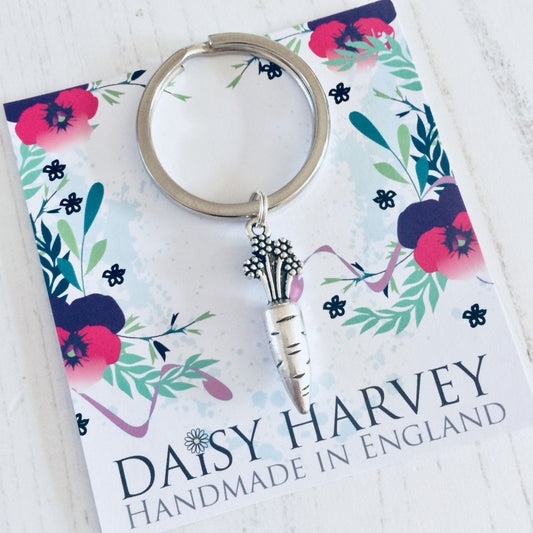 Carrot Key Ring, Food Keychain, Vegetable Keyring, Allotment Lover Gift, Vegetarian Gift, Carrot Charm, Veggie, Garden, Gardening Gift Idea.