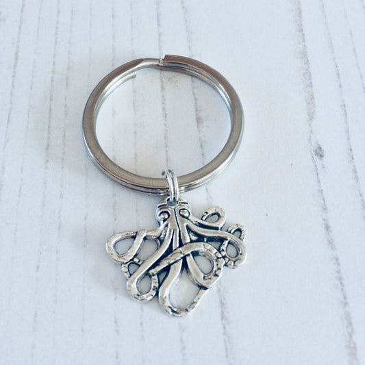 Octopus Keychain, Octopus Keyring, Female Octopus Gift, Nautical Keychain, Sealife Keyring, Fishing For Octopus, Octopus Lover Gift Ideas.