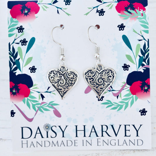 Heart Earrings, Cute Heart Earrings, Valentines Jewellery, Love Gift, I Love You Gift, Heart Jewelry, Heart Warrior, Wife Gift, Girlfriend.