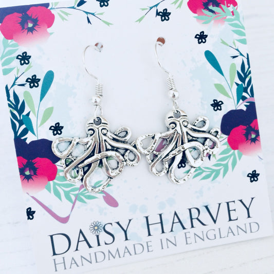 Octopus Earrings, Octopus Jewellery, Sea Creature Gift, Kraken Gift, Baby Octopus Earrings, Nautical Jewellery, Sea Life Jewelry, Ocean Gift