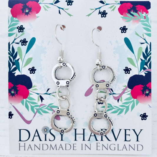 Handcuff Earrings, Handcuff Jewelry, Handcuff Jewellery, Friendship Present, Freedom Gift, Partners In Crime Earrings, Alternative Earrings.