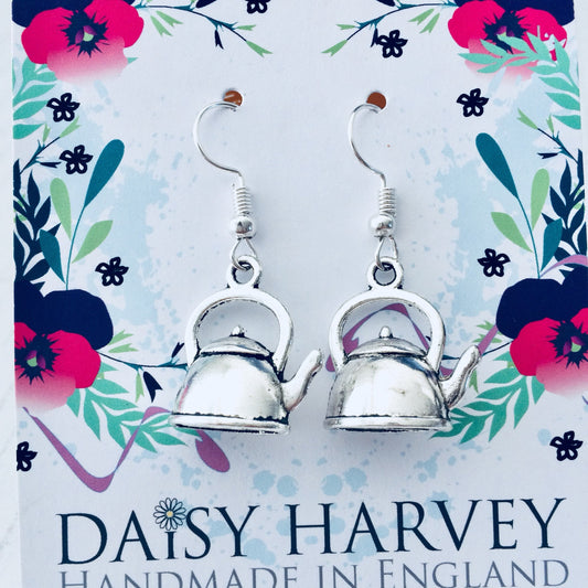 Teapot Earrings, Tea Lover Jewellery, Teapot Gift, 3D Teapot Earrings, Mother's Day Gift, Tea Party, Afternoon Tea, Grandma Gift Ideas.
