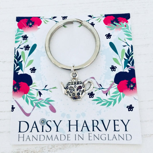 Afternoon Tea Keychain, Tea Party Keychain, Teapot Keyring, Tea Lovers Gift, Tea Keyring, Teapot Keychain, Afternoon Tea Gifts, Cup Of Tea.
