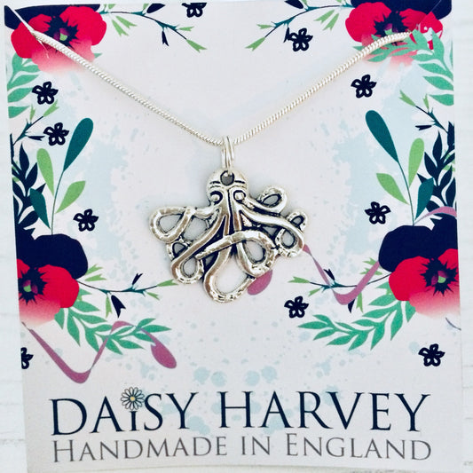 Octopus Necklace, Octopus Charm Jewelry, Octopus Jewelry, Kraken Jewellery, Nautical Jewellery, Ocean Related Gifts, Octopus Lover Gifts.