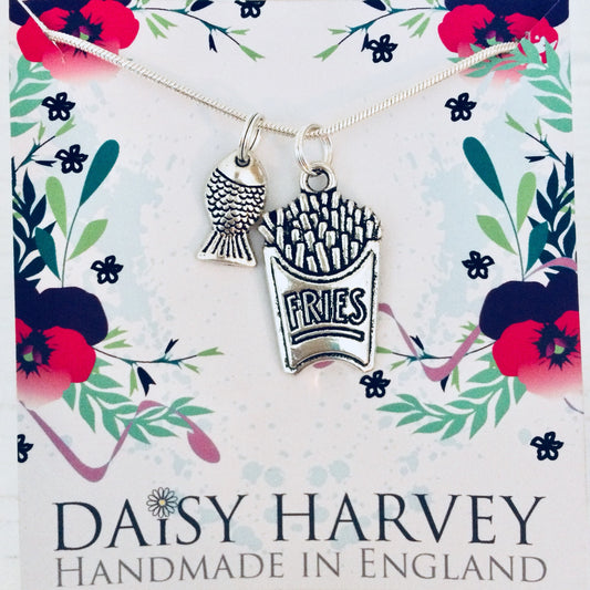 Beach Necklace, Fish Chips Gifts, Fish Chips Lover, Cute Necklace, Cute Gift Ideas, Gifts For Friends, School Friend Gift, Fries Necklace.