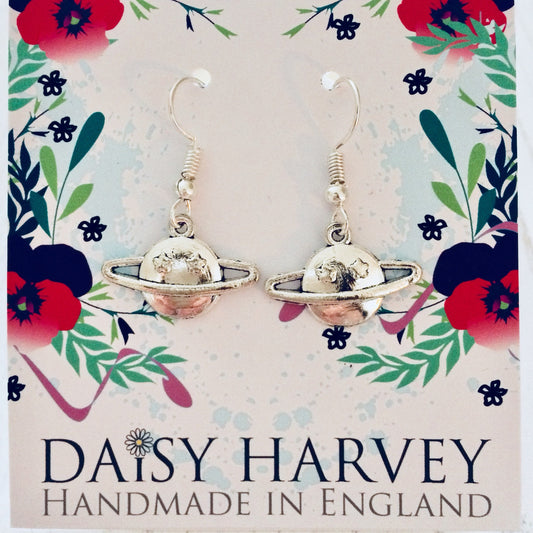 Planet Earrings, Space Earrings, Planet Jewelry, Space Jewellery, Saturn Earrings, Sci-Fi Gift Idea, Gift For Her, Dainty Jewellery, Cosmic.