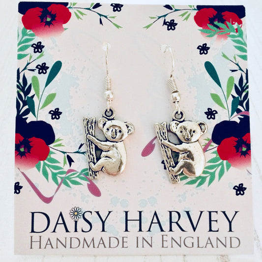 Koala Earrings, Koala Jewellery, Koala Jewelry, Animal Jewellery, Animal Earrings, Nature Gift, Koala Lover Gift Ideas, Cute Koala Jewelry.