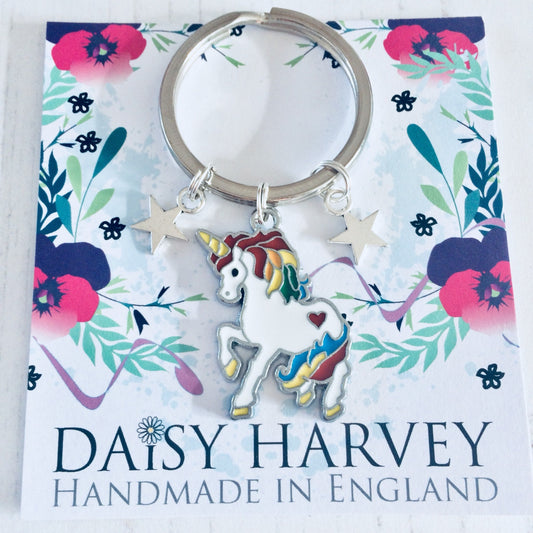 Unicorn Keyring, Keychain, Unicorn Gifts, Unicorn Lover Present, Enamel Unicorn Charm, Bag charm, Birthday gift, Daughter Party Bag Fillers.