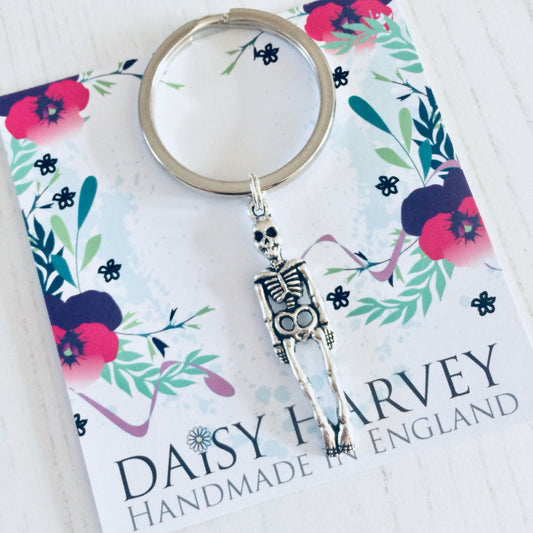 Skull Keyring, Skeleton Keychain, Goth Gifts, Skeleton Keyring, Skull Gift, Human Body Gift, Alternative Gift, Goth Teen Gift, Anatomy Gift.