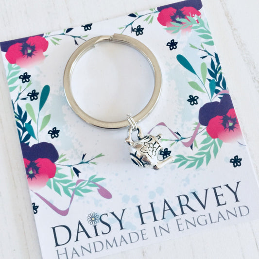 Teapot Keychain, English Tea Party Keychain, Tea Lovers Gift, Tea Keyring, Teapot Keychain, Afternoon Tea Gifts, Cup Of Tea Gift, Tea Total.