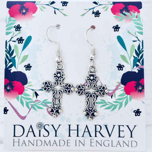 Cross Earrings, Religious Jewellery, Cross Jewelry, Biblical Gifts, Jesus Cross Earrings, Christian Crucifix Earrings, Dangle Earrings.