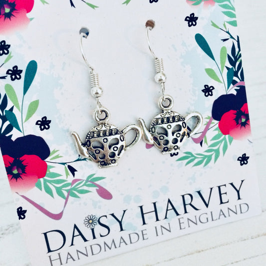 Mini Teapot Earrings, Beat Addiction Gift, Teapot Gift, Tea Drinker Jewellery, Teapot Jewelry, Sober Celebration Gift, Sobriety Gift Ideas.